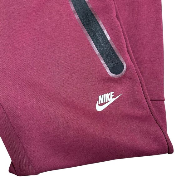 Nike Sportswear Tech Fleece Straight Jogger Pants Maroon Mens Size XS Zip Gym - Picture 6 of 8